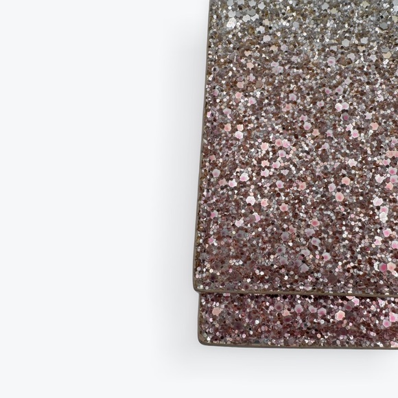 Jimmy Choo Ombré Pink Flamingo Platinum Lizzie Mini Glitter Clutch Shoulder Bag - Picture 7 of 14